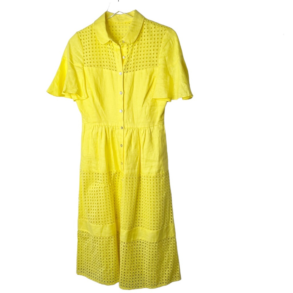 Belle Badgley Mischka Dailey Eyelet Linen Shirt Dress in Yellow
Size 4 - Picture 3 of 10